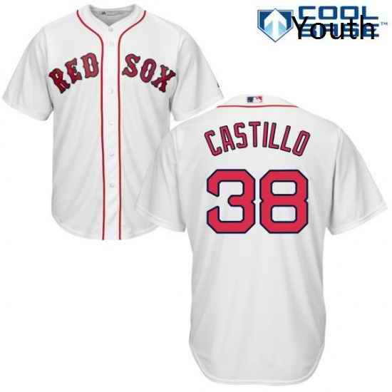 Youth Majestic Boston Red Sox 38 Rusney Castillo Replica White Home Cool Base MLB Jersey